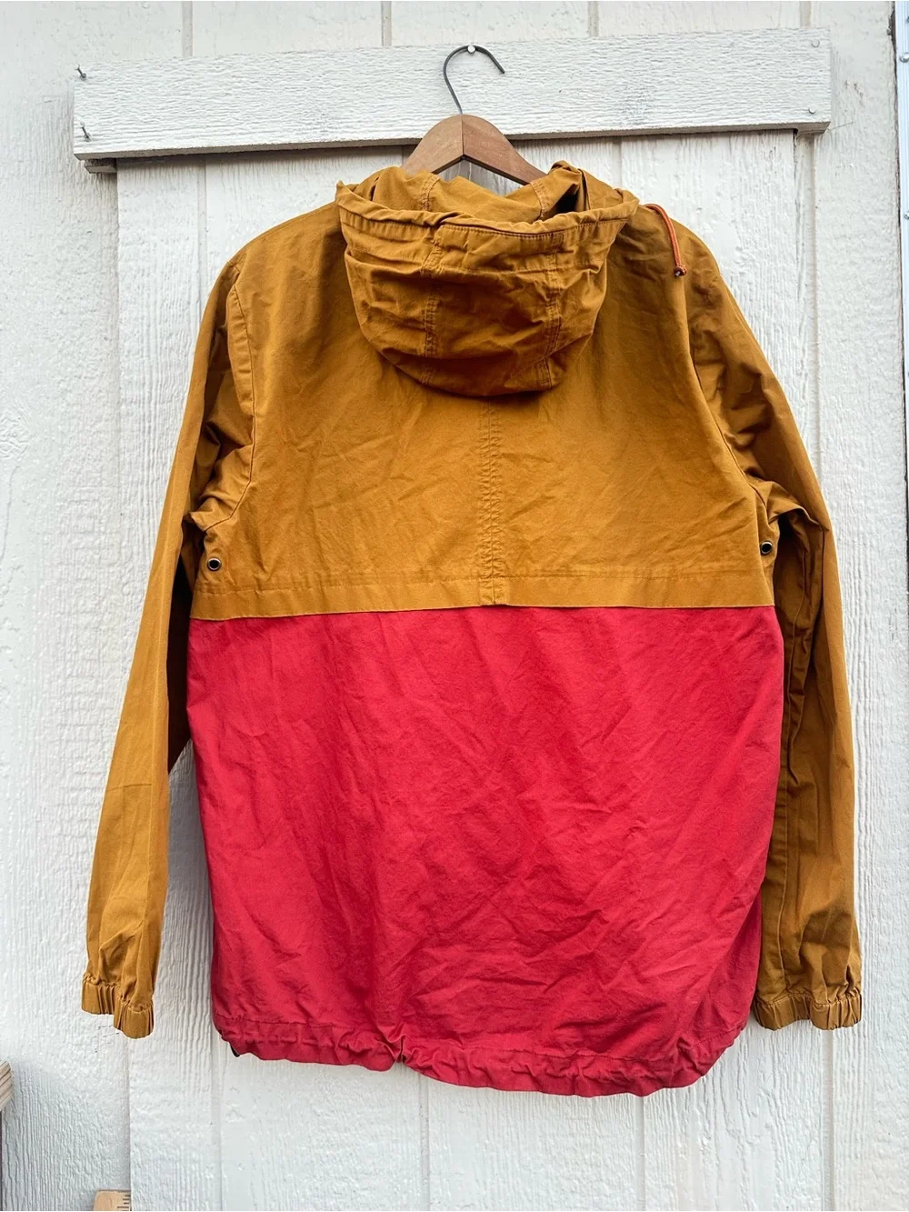 Dravus Colorblock Hooded Anorak Jacket 1/4 zip Mustard Yellow khaki Sweater